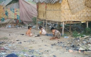 Children by village hut